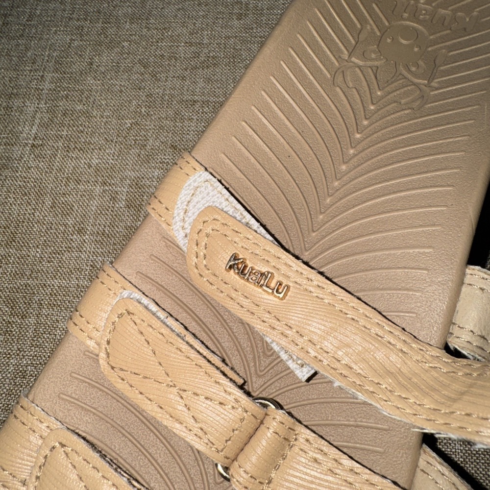 New SZ 9 KUAILU Womens Fashion Comfort Sandals Orthotic Slides - Tan - No box - Picture 3 of 4